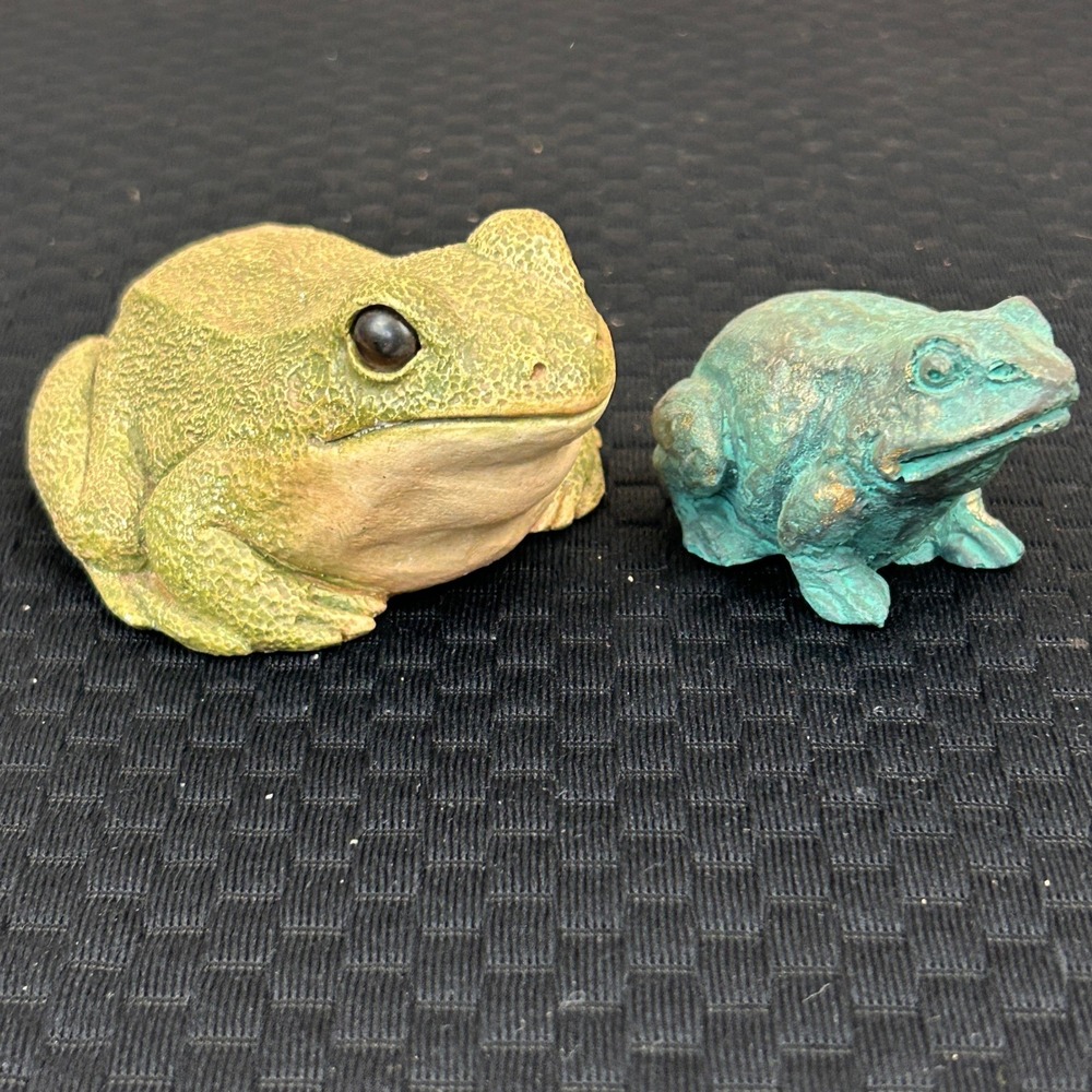 Vintage Sandicast‎ 291 Frog Sandra Brue 1984 & Meico Verdigris Toad Figurine Set